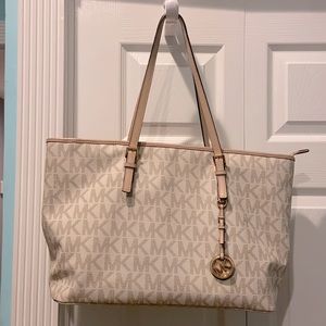 Michael Kors white/tan Tote